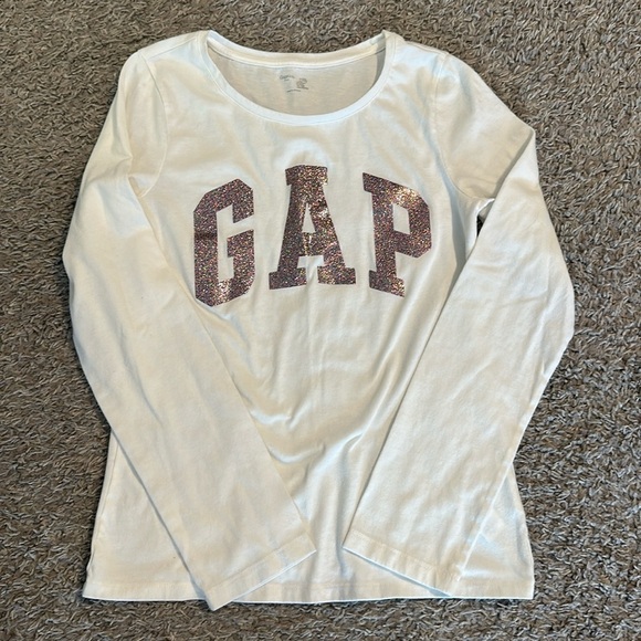 EUC Girls GAP logo LS Shirt, Pink Glitter Letters, Size YXXL (13yrs) - Picture 1 of 2